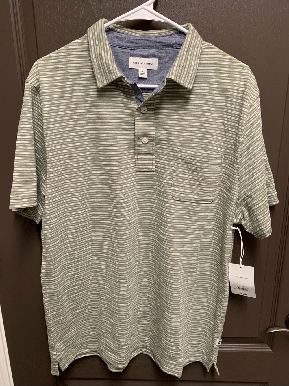 Free Assembly Men's Short Sleeve Striped Polo Shirt - Agave Green, Large